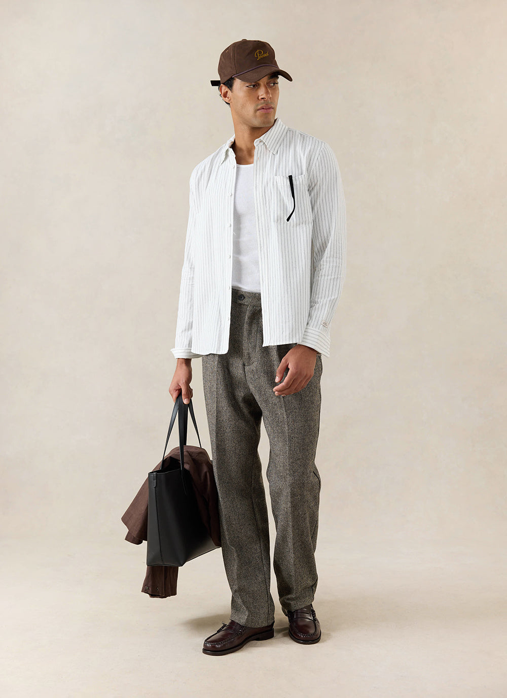 Men's Striped Oxford Shirt - Fabian - Cotton - White - Percival | Percival Quality
