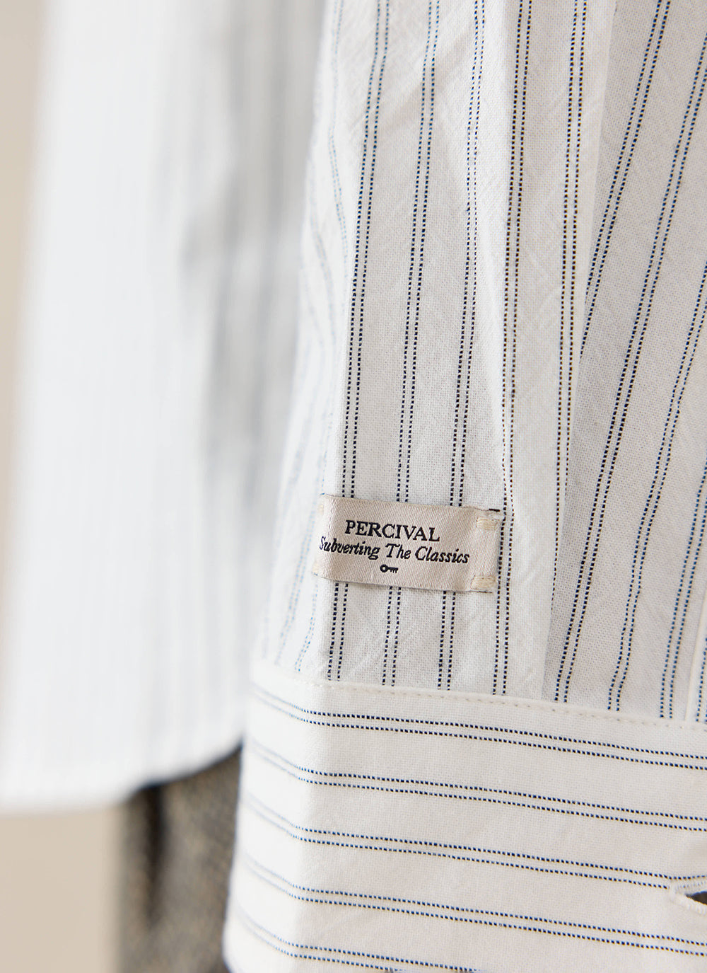 Men's Striped Oxford Shirt - Fabian - Cotton - White - Percival | Percival Quality