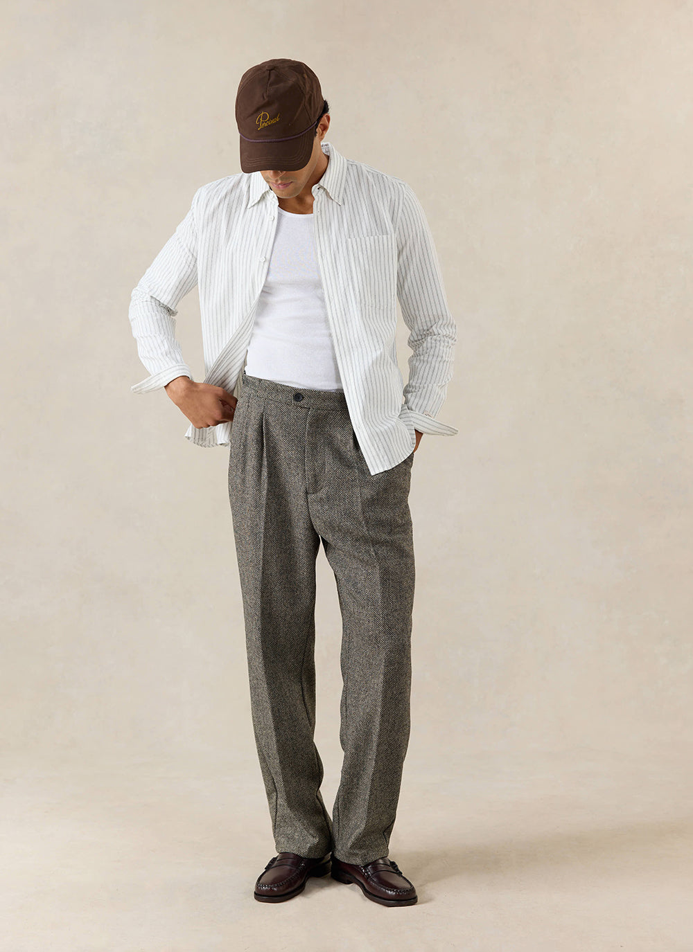 Men's Striped Oxford Shirt - Fabian - Cotton - White - Percival | Percival Quality