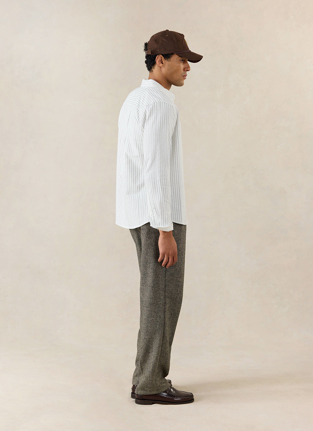 Men's Striped Oxford Shirt - Fabian - Cotton - White - Percival | Percival Quality