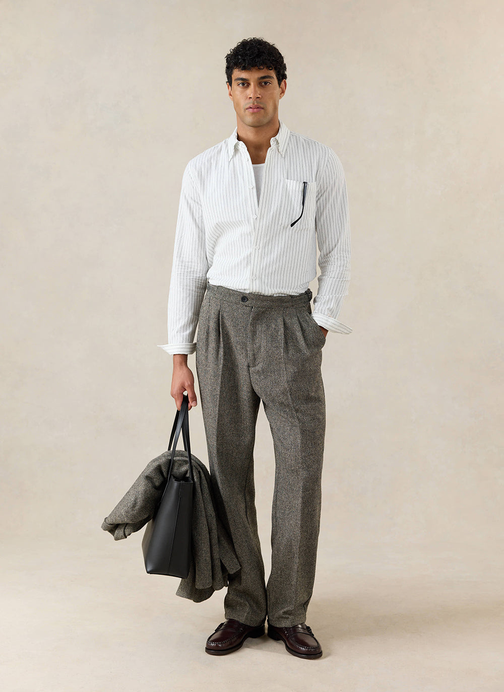 Men's Striped Oxford Shirt - Fabian - Cotton - White - Percival | Percival Quality