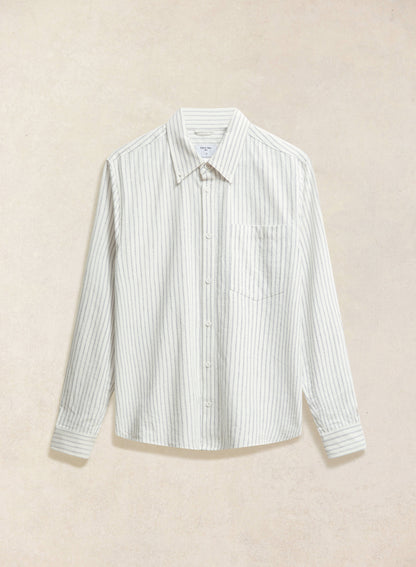 Men's Striped Oxford Shirt - Fabian - Cotton - White - Percival | Percival Quality