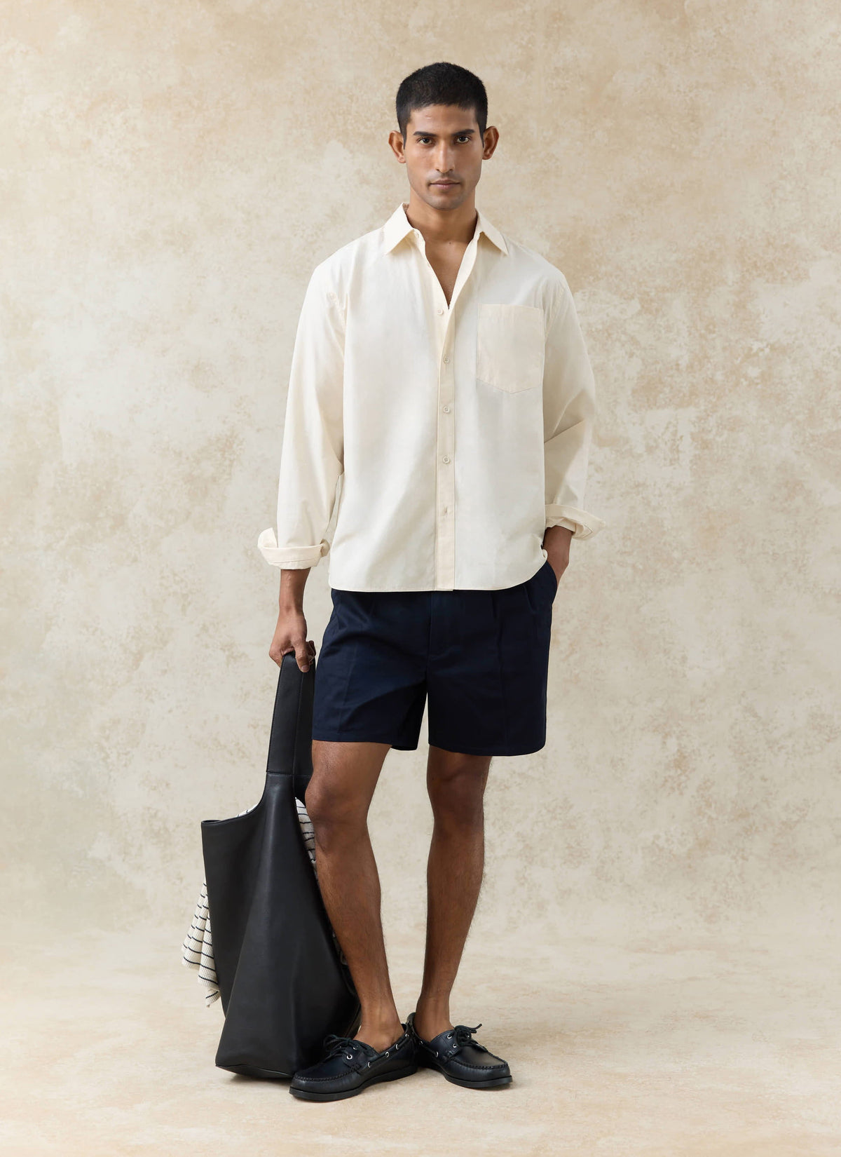 Men's Relaxed Fit Poplin Shirt: Dali - Cotton - Cream | Percival Exclusive