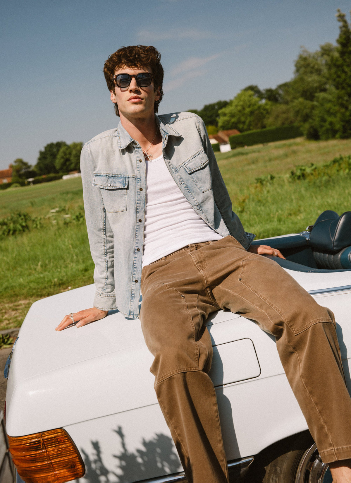 Men's Denim Western Shirt - Cotton - Stone Wash | Percival New