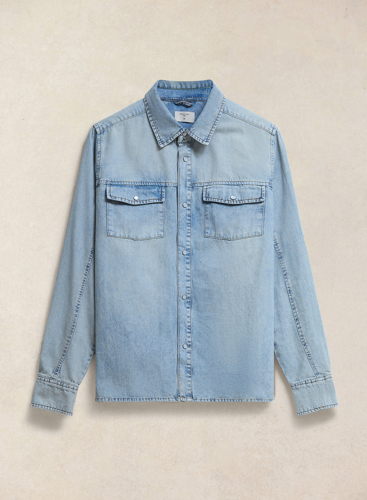 Men's Denim Western Shirt - Cotton - Stone Wash | Percival New