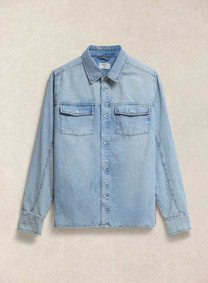 Men's Denim Western Shirt - Cotton - Stone Wash | Percival New