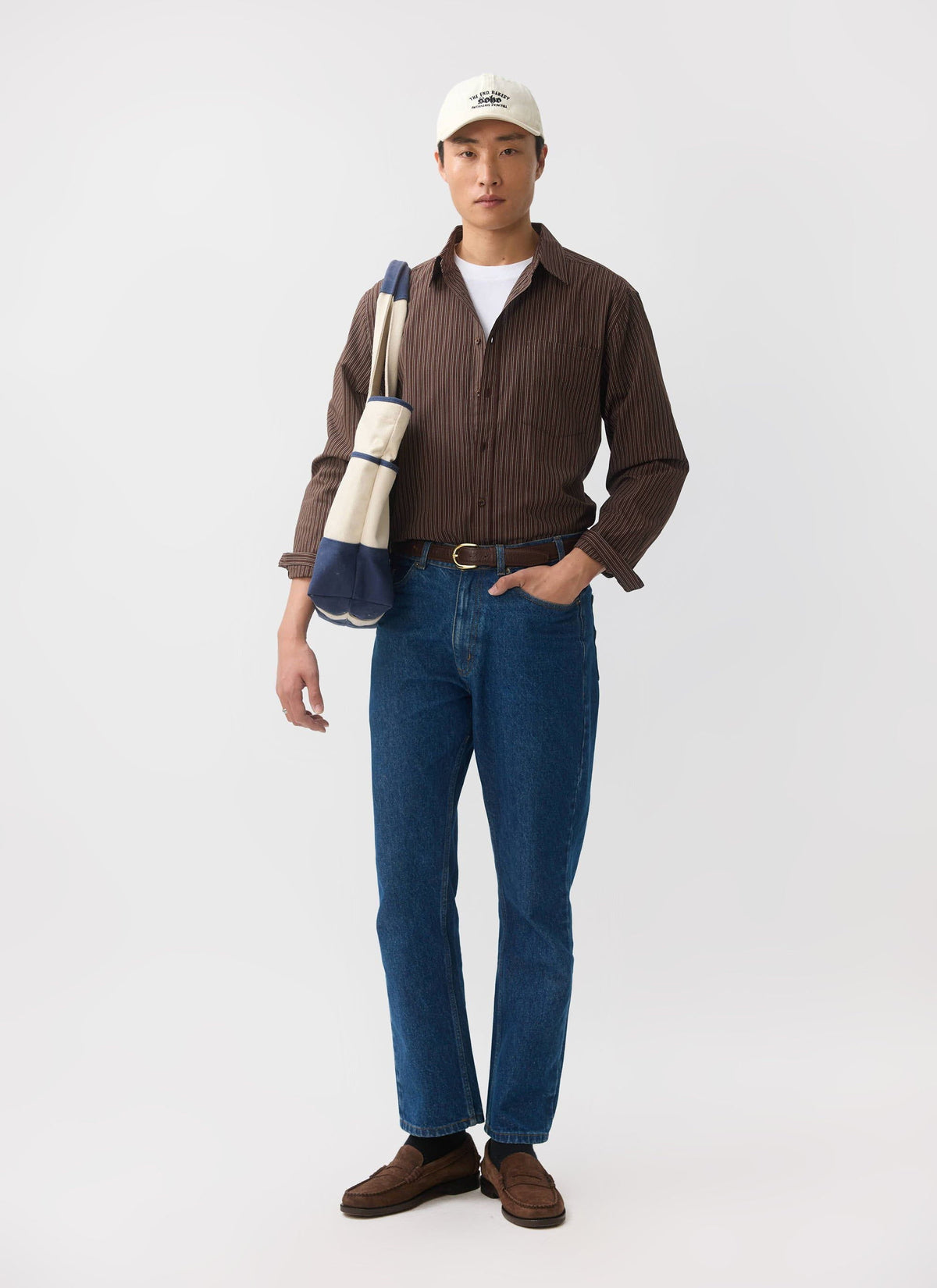 Clancy Striped Long Sleeve Shirt - Cotton - Brown | Percival Everyday