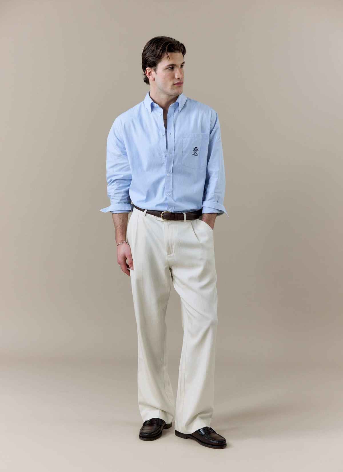 Men's Striped Pearce Long Sleeve Shirt - Percival x BHAFC - Blue | Percival Trending
