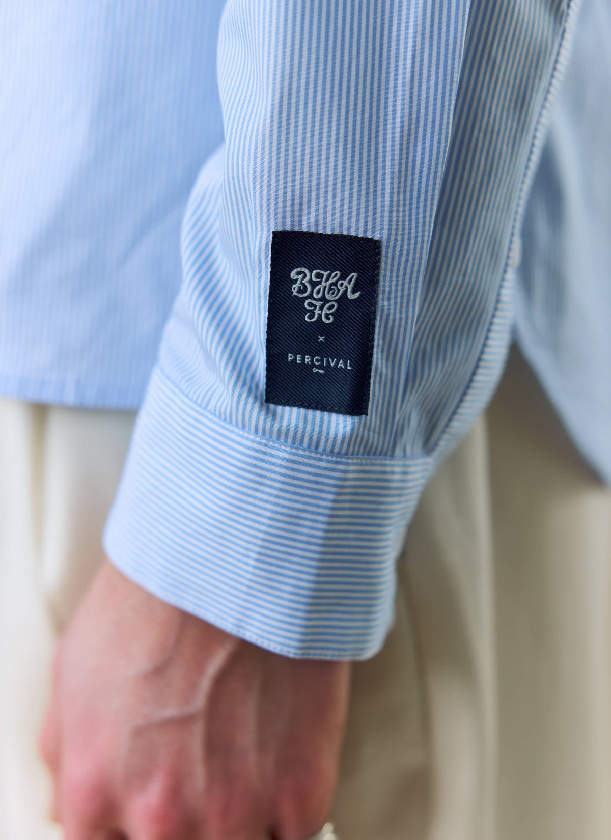 Men's Striped Pearce Long Sleeve Shirt - Percival x BHAFC - Blue | Percival Trending