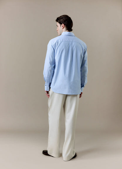 Men's Striped Pearce Long Sleeve Shirt - Percival x BHAFC - Blue | Percival Trending