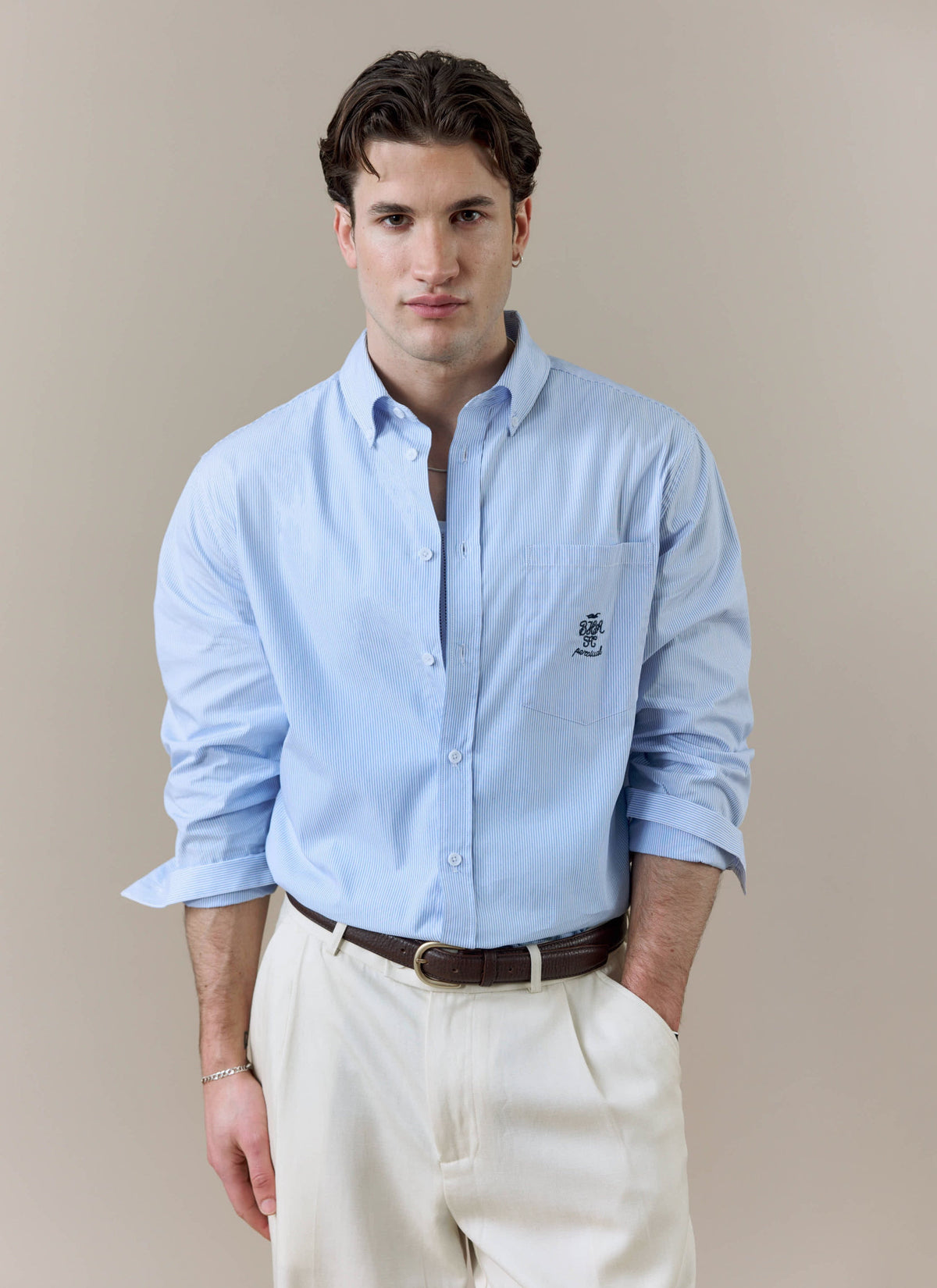 Men's Striped Pearce Long Sleeve Shirt - Percival x BHAFC - Blue | Percival Trending