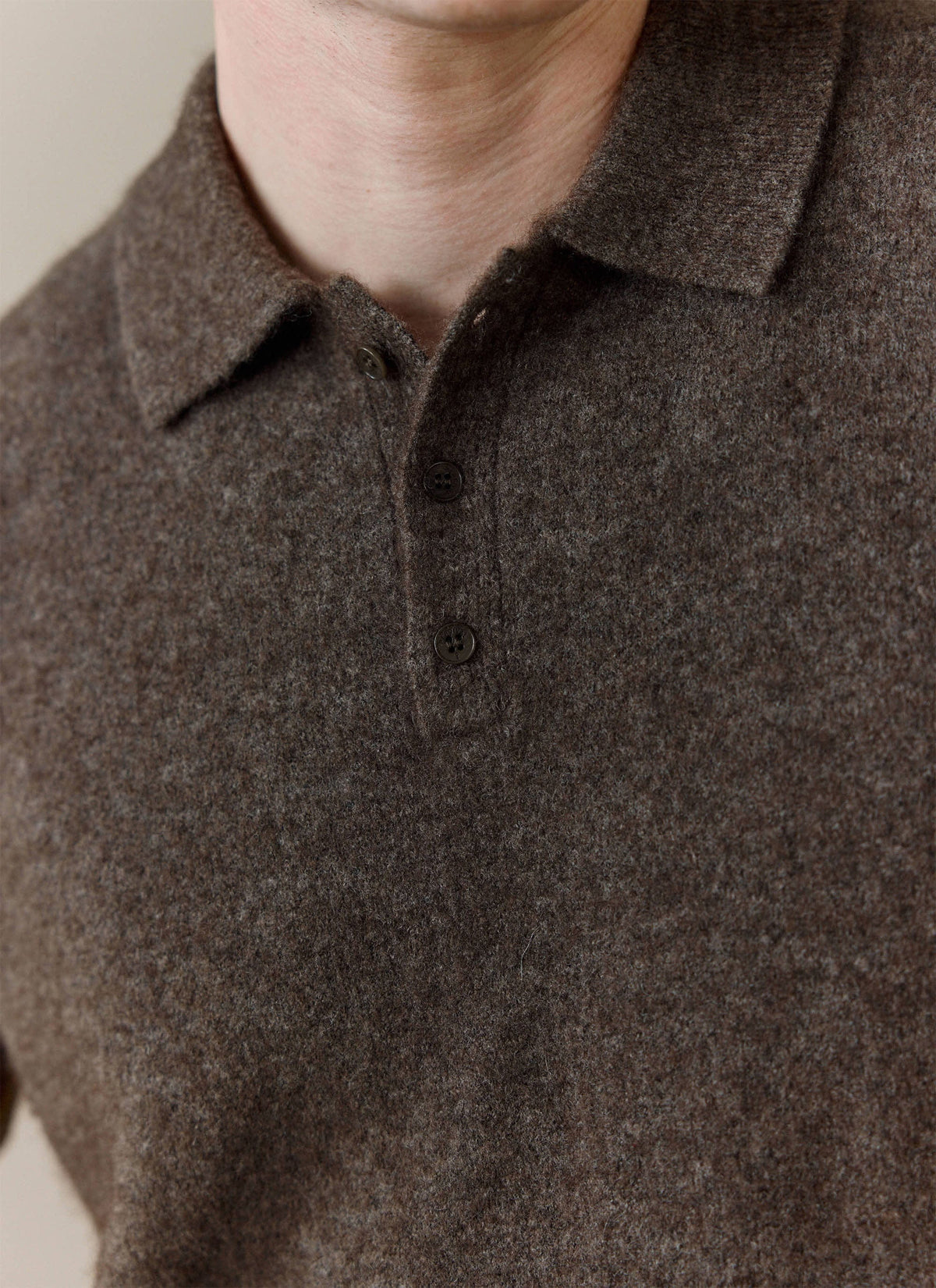 Men's Collins Knitted Polo Shirt - Brown - Yak & Wool | Percival Classic