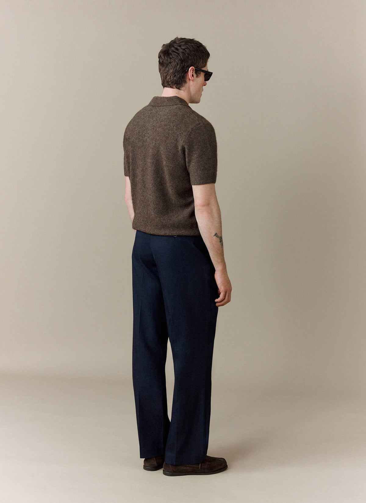 Men's Collins Knitted Polo Shirt - Brown - Yak & Wool | Percival Classic