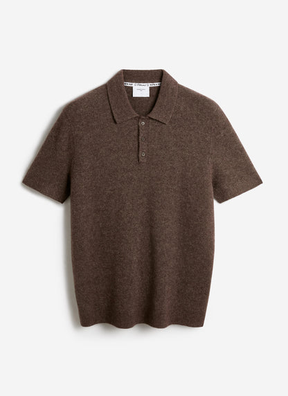 Men's Collins Knitted Polo Shirt - Brown - Yak & Wool | Percival Classic