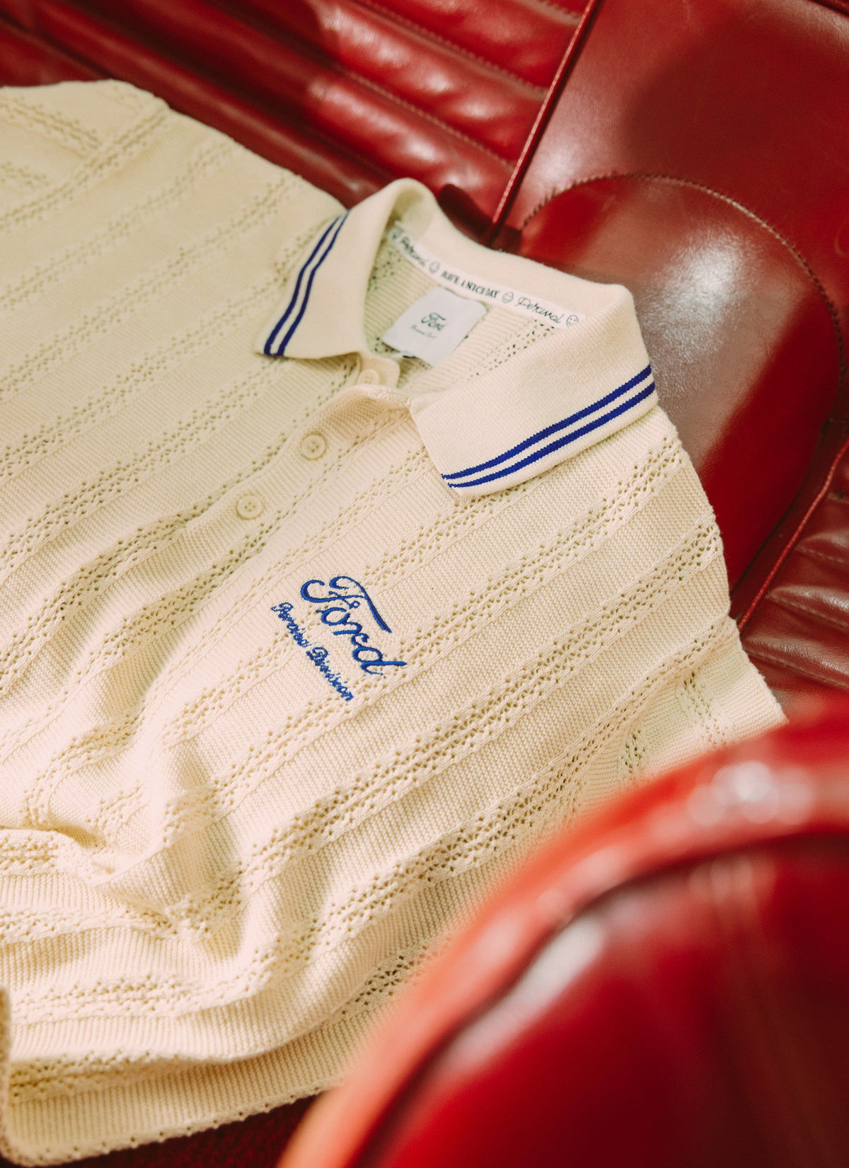 Men's Knitted Polo - Dealership - Percival x Ford - Cream | Percival Hot Sale