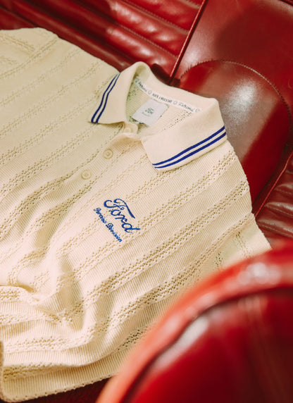 Men's Knitted Polo - Dealership - Percival x Ford - Cream | Percival Hot Sale