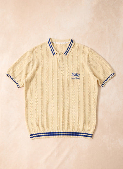 Men's Knitted Polo - Dealership - Percival x Ford - Cream | Percival Hot Sale