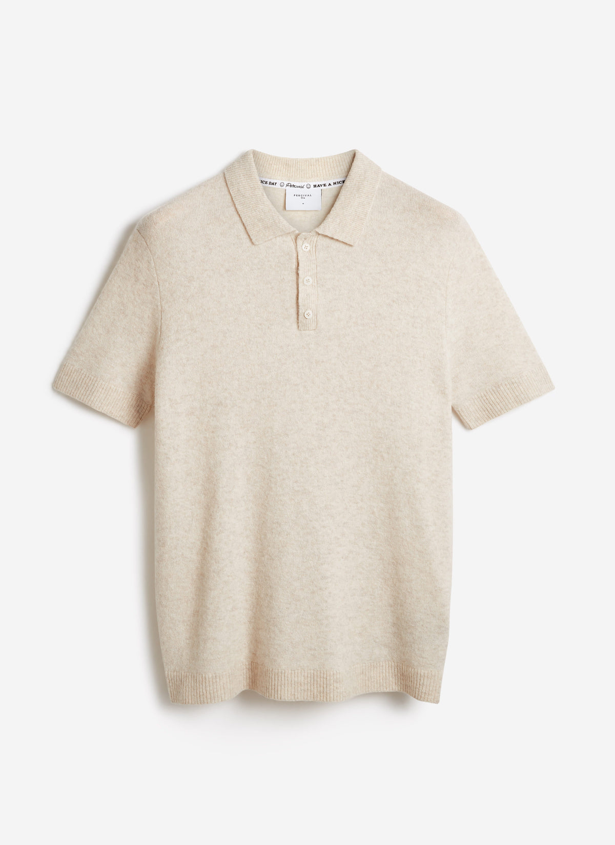 Men's Collins Knitted Polo Shirt - Cream - Yak & Wool | Percival Signature