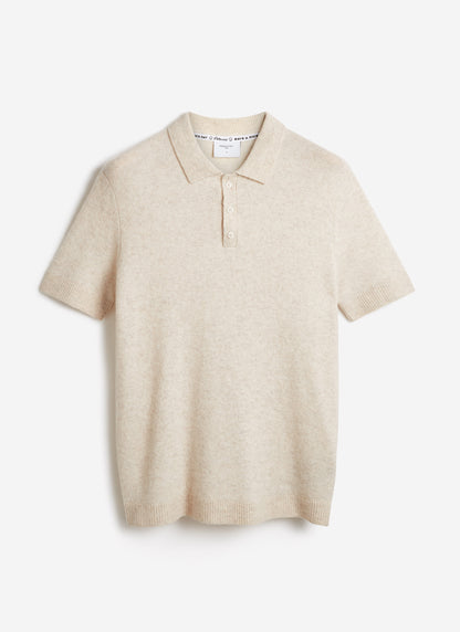 Men's Collins Knitted Polo Shirt - Cream - Yak & Wool | Percival Signature
