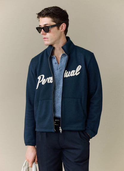 Men's Collins Knitted Polo Shirt - Blue - Yak & Wool | Percival Latest