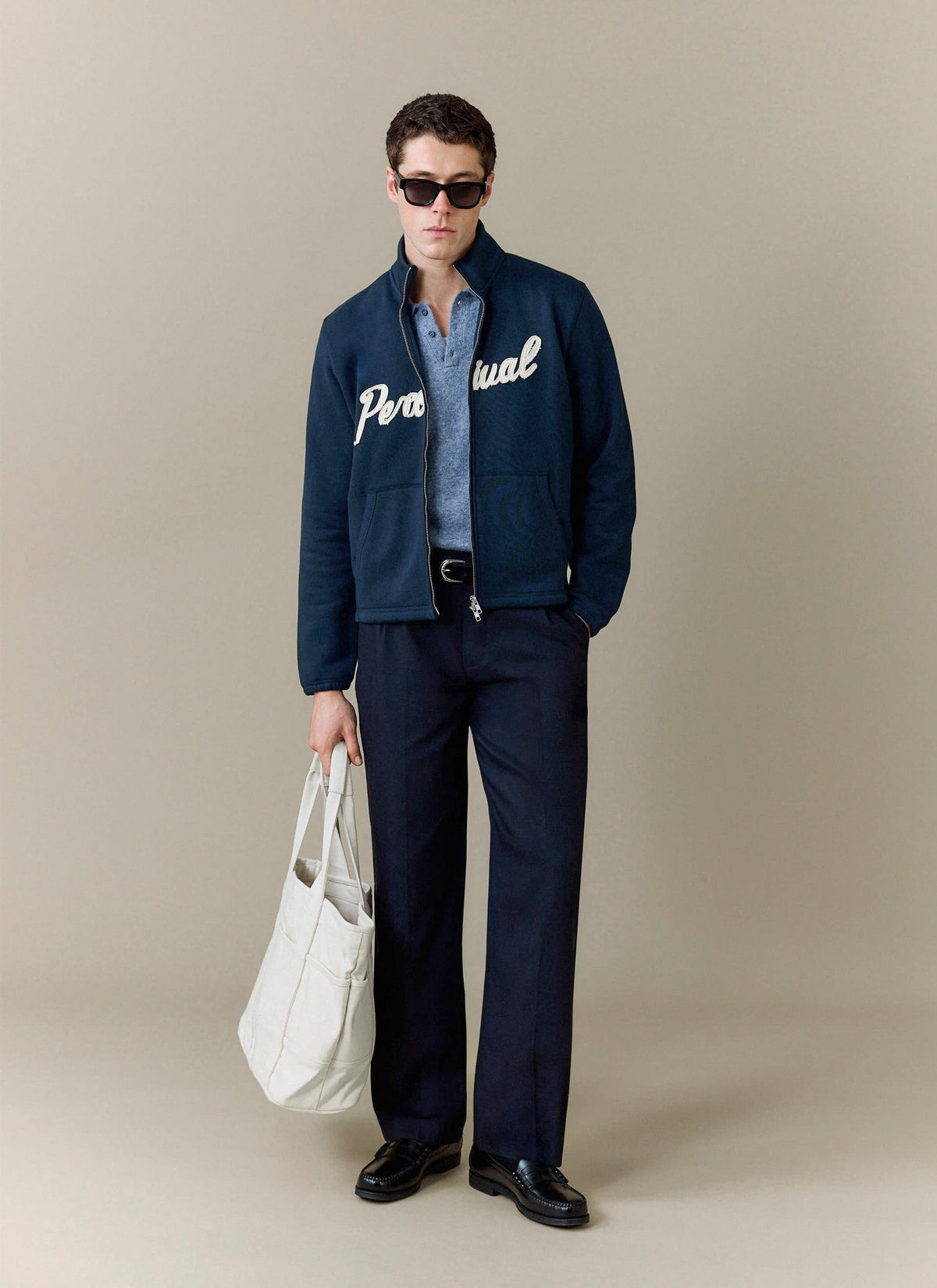 Men's Collins Knitted Polo Shirt - Blue - Yak & Wool | Percival Latest