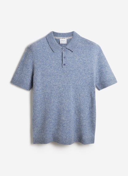 Men's Collins Knitted Polo Shirt - Blue - Yak & Wool | Percival Latest