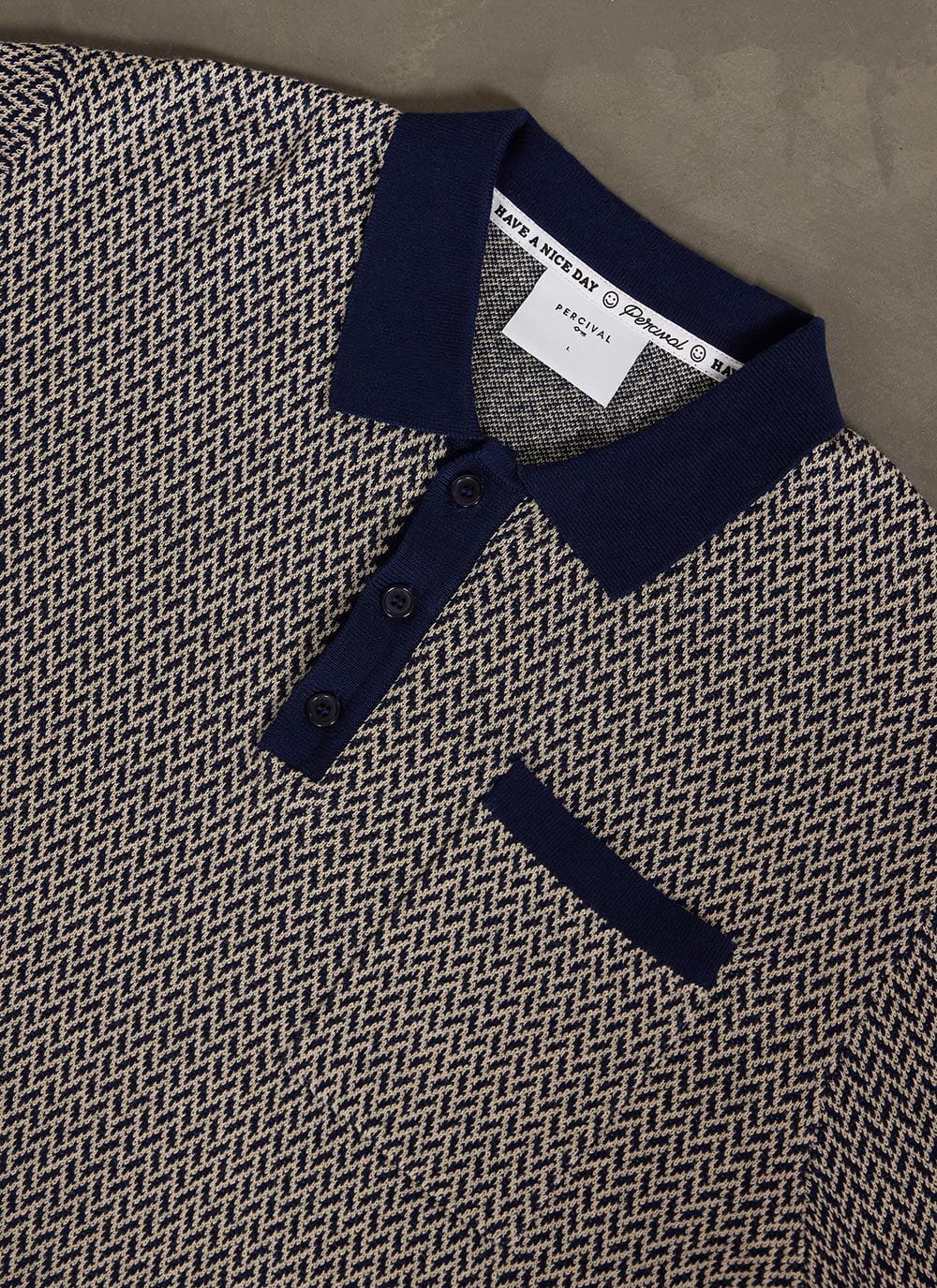 Men's Knitted Polo Shirt - Casa Martini - Navy Blue | Percival Sale