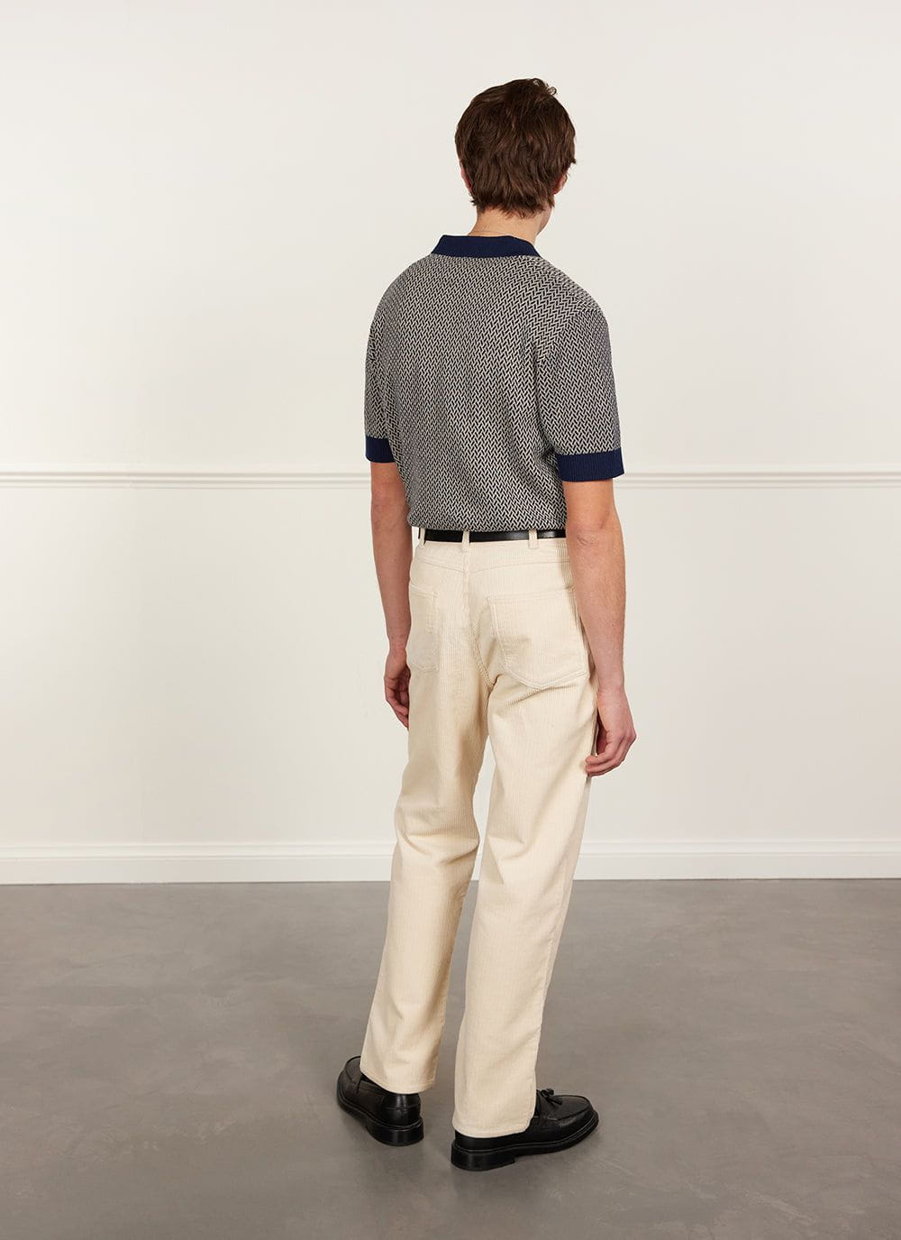 Men's Knitted Polo Shirt - Casa Martini - Navy Blue | Percival Sale