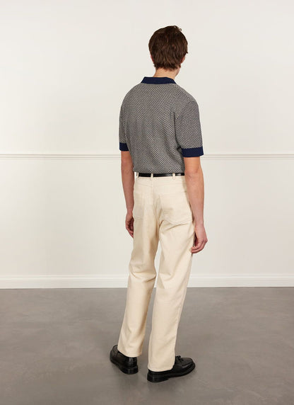 Men's Knitted Polo Shirt - Casa Martini - Navy Blue | Percival Sale