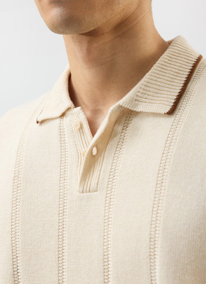 Men's Wool Polo Shirt - Percival x Warren - Ecru Cream | Percival Smart Buy