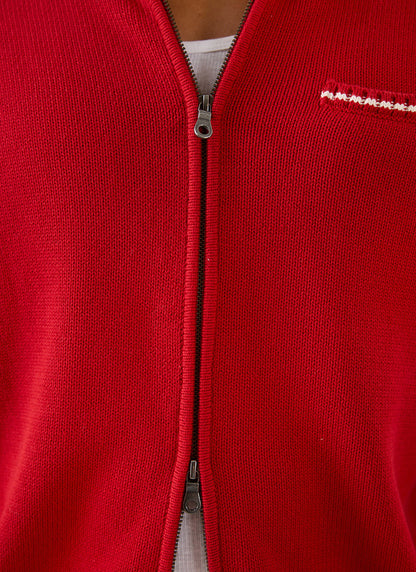 Men's Gardner Dense Knit Zip Cardigan - Red - Percival | Percival Recommended