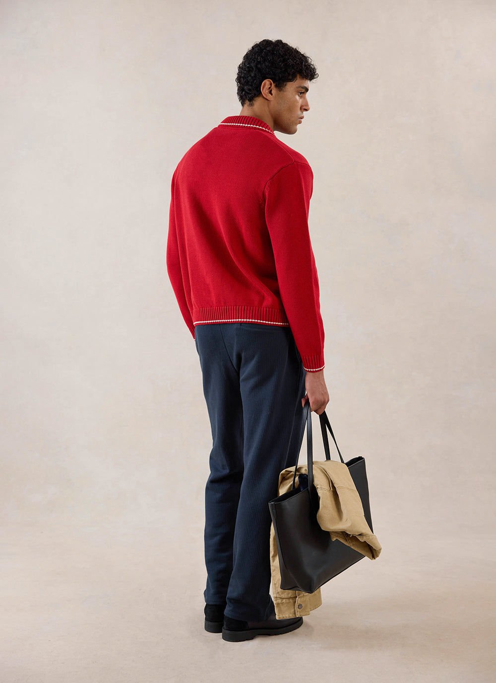 Men's Gardner Dense Knit Zip Cardigan - Red - Percival | Percival Recommended