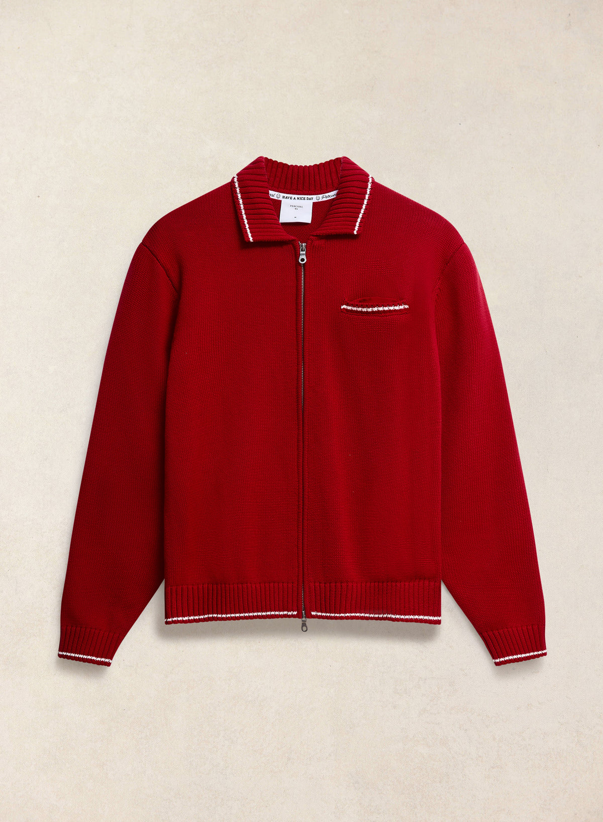Men's Gardner Dense Knit Zip Cardigan - Red - Percival | Percival Recommended