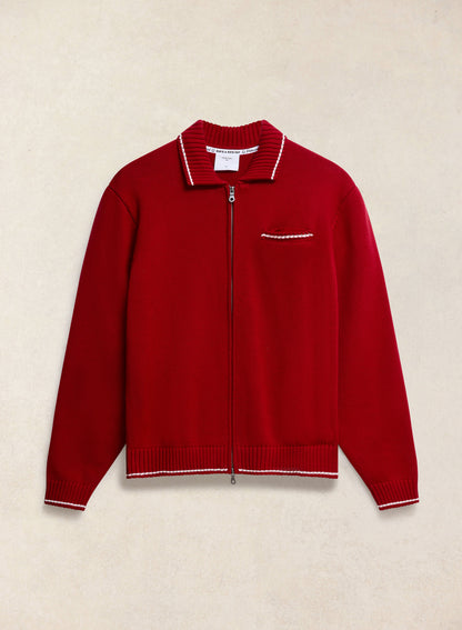 Men's Gardner Dense Knit Zip Cardigan - Red - Percival | Percival Recommended
