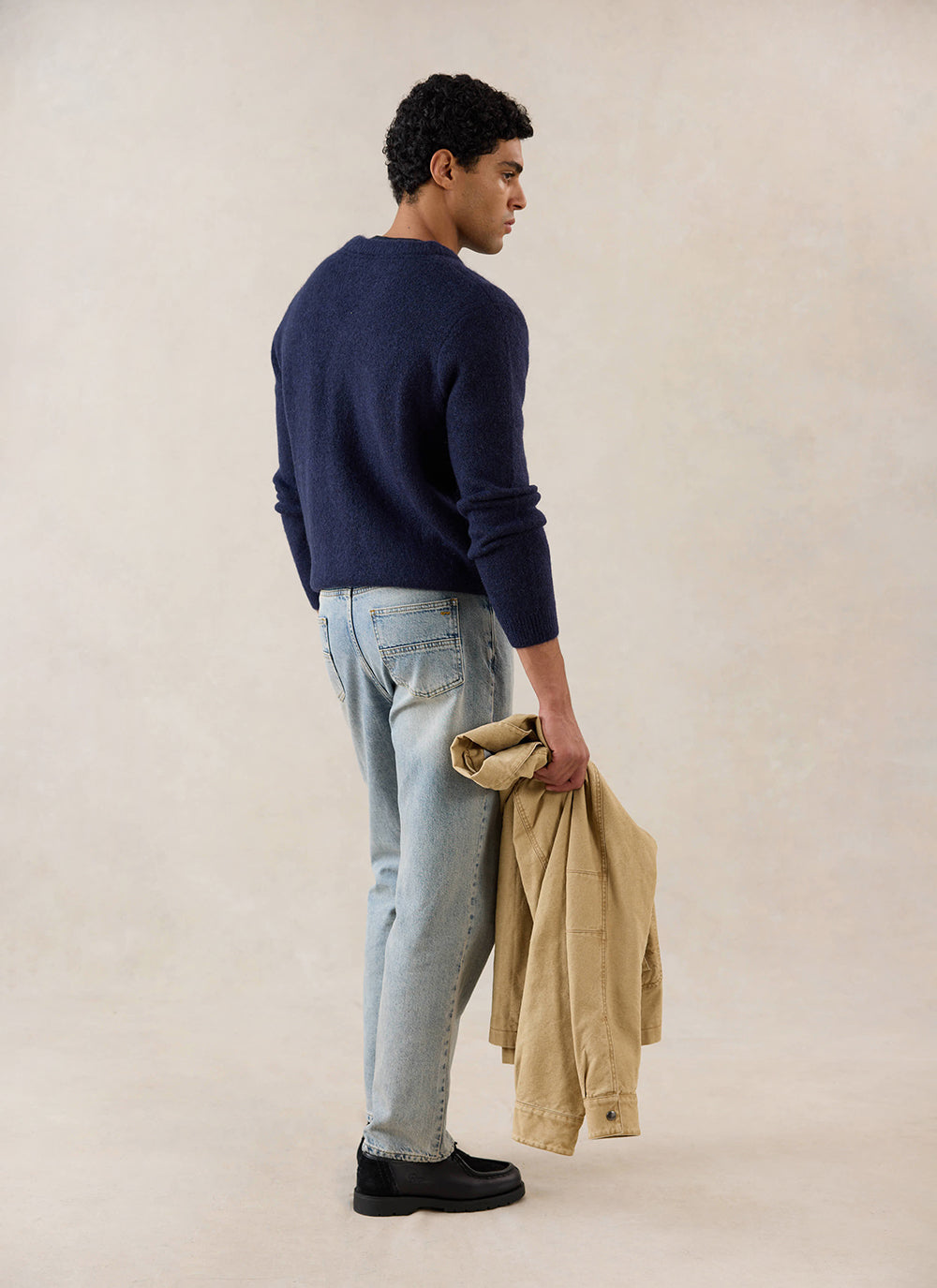 Gibson White Glove Jacquard Cardigan - Navy Mohair Wool - Percival | Percival Quality