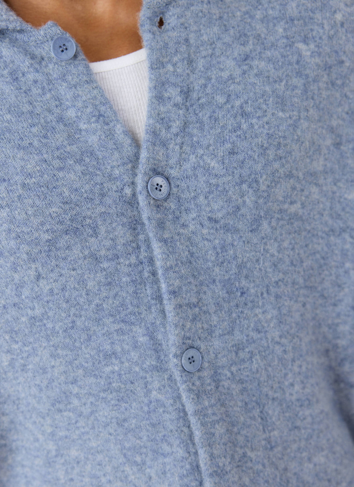 Men's Collared Knit Cardigan - Yak Wool Blend - Heather Blue - Percival | Percival Trusted
