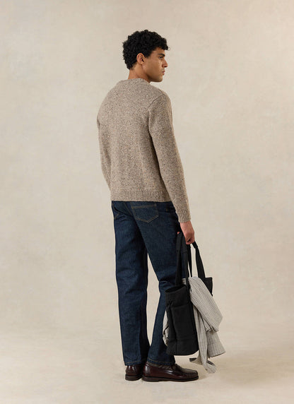 Men's V Neck Cardigan: Rhodes - Cotton Blend - Oak - Percival | Percival Popular