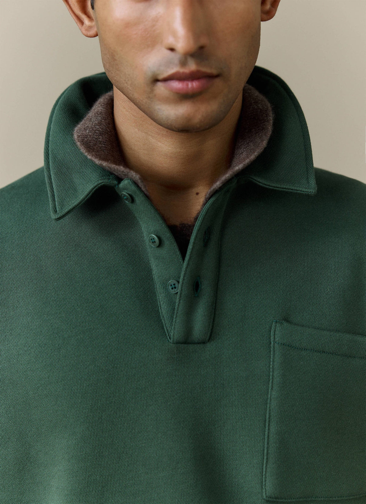 Men's Boxy Polo Sweatshirt - Cotton - Green | Percival Deals