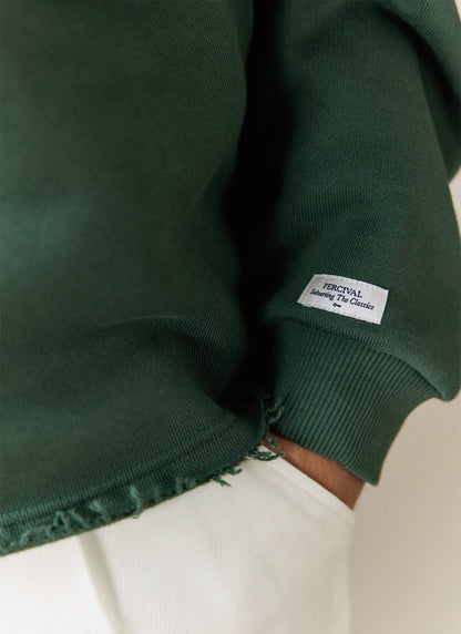 Men's Boxy Polo Sweatshirt - Cotton - Green | Percival Deals