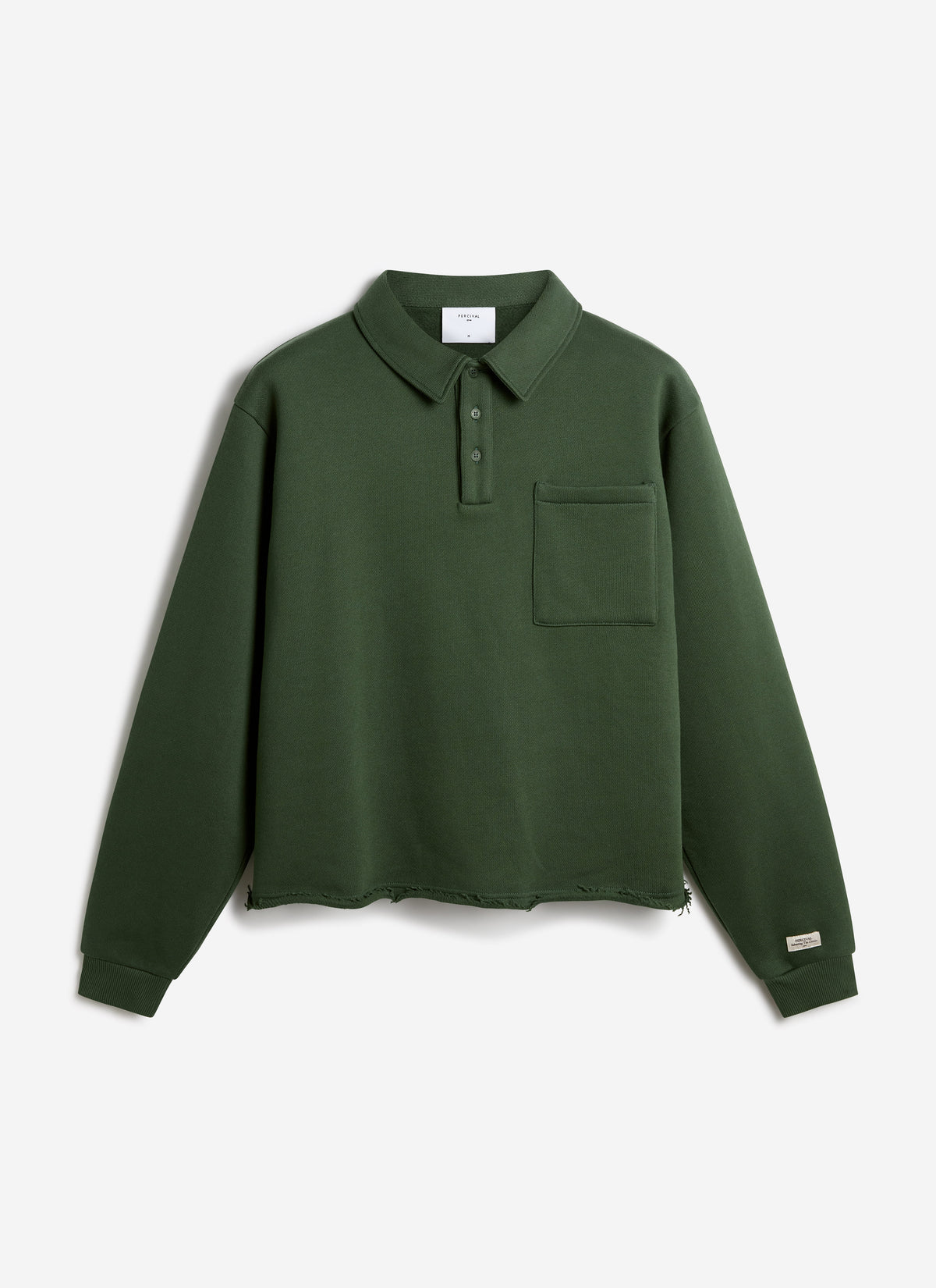Men's Boxy Polo Sweatshirt - Cotton - Green | Percival Deals