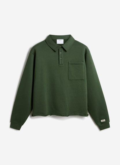 Men's Boxy Polo Sweatshirt - Cotton - Green | Percival Deals