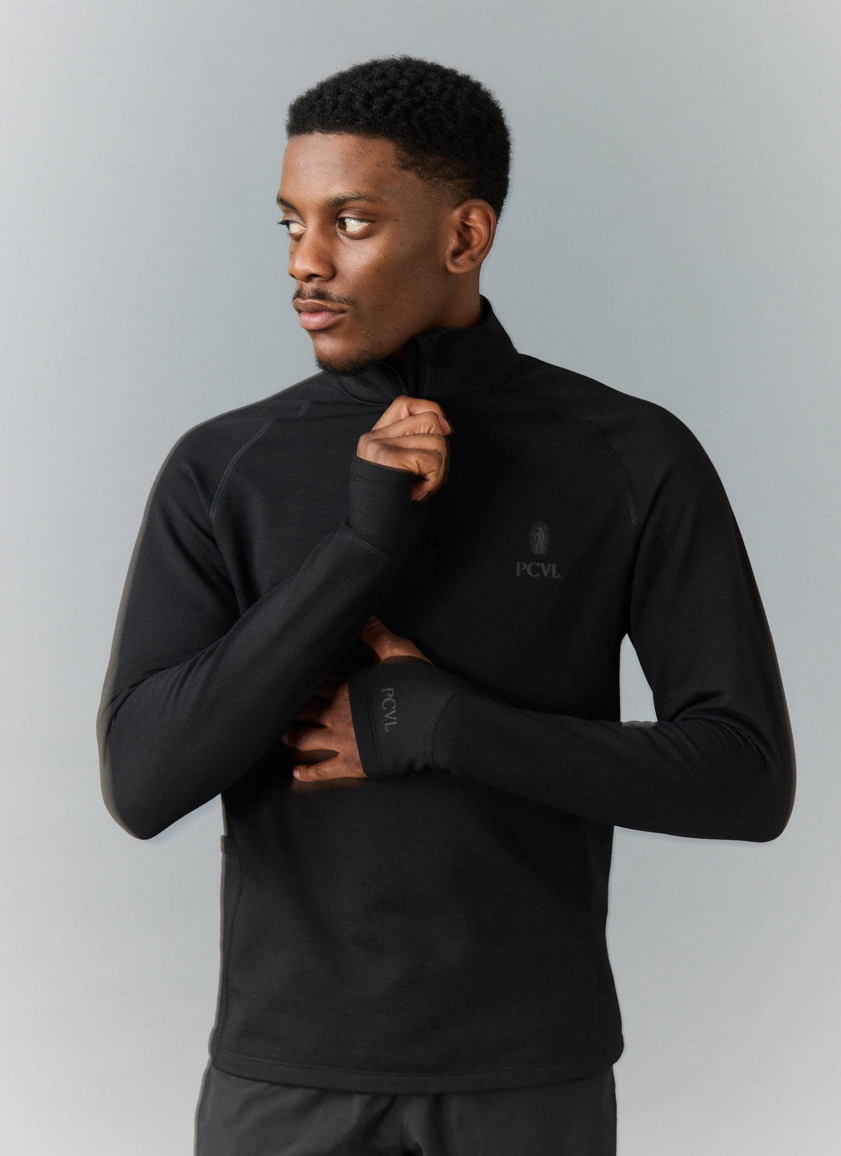 Men's PCVL Base Layer Quarter Zip Jacket - Black | Percival Latest