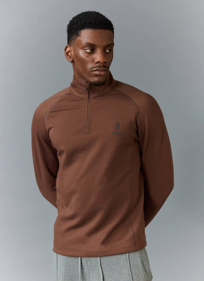 Men's Base Layer Quarter Zip Jacket - Rust | Percival Exclusive