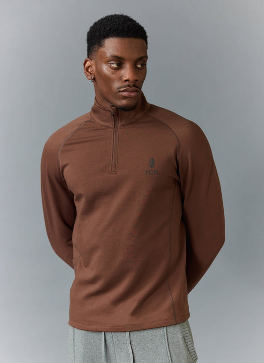 Men's Base Layer Quarter Zip Jacket - Rust | Percival Exclusive