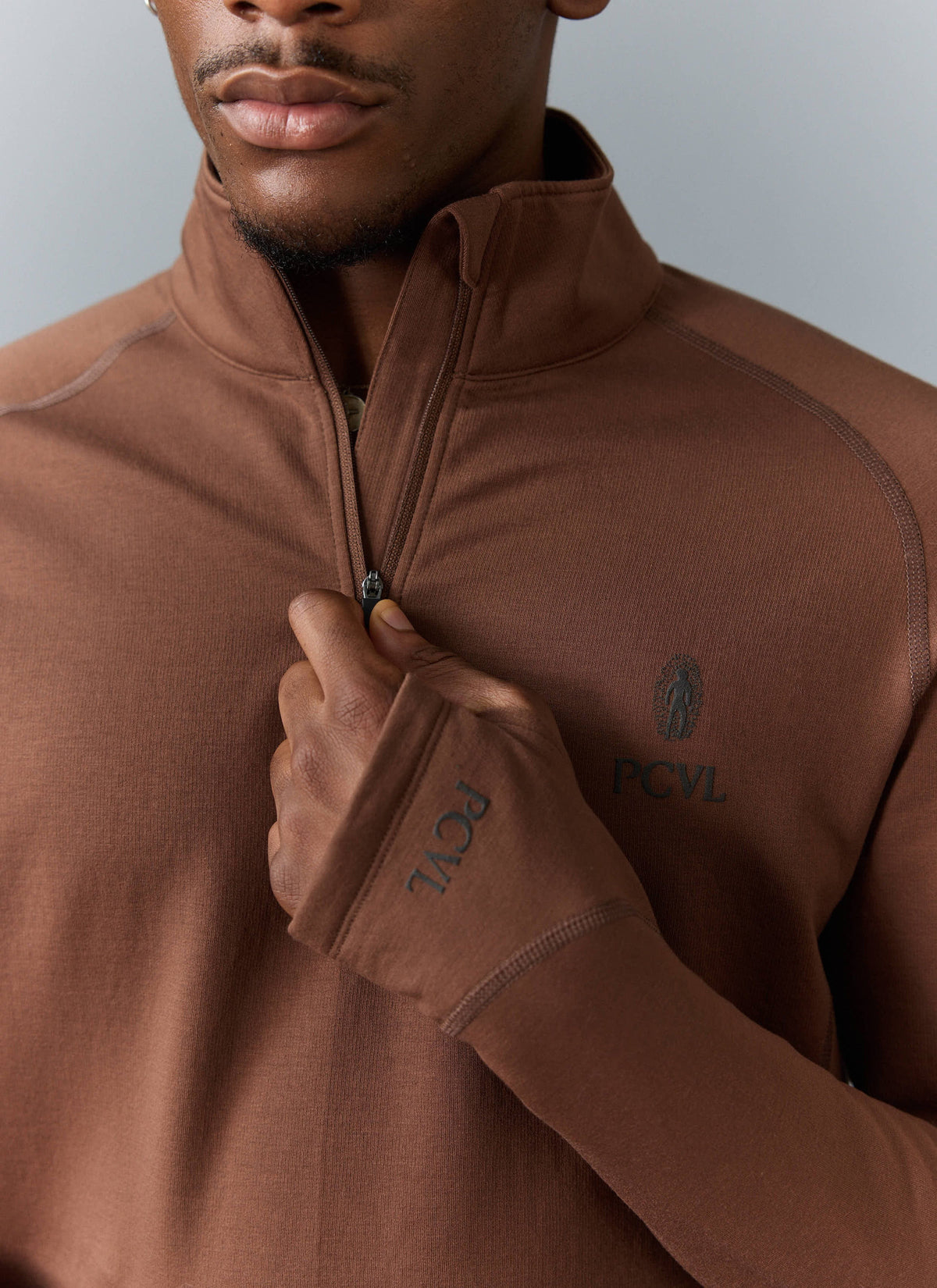 Men's Base Layer Quarter Zip Jacket - Rust | Percival Exclusive