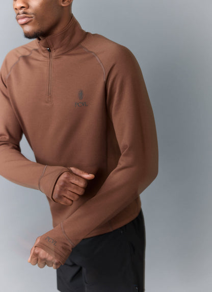 Men's Base Layer Quarter Zip Jacket - Rust | Percival Exclusive