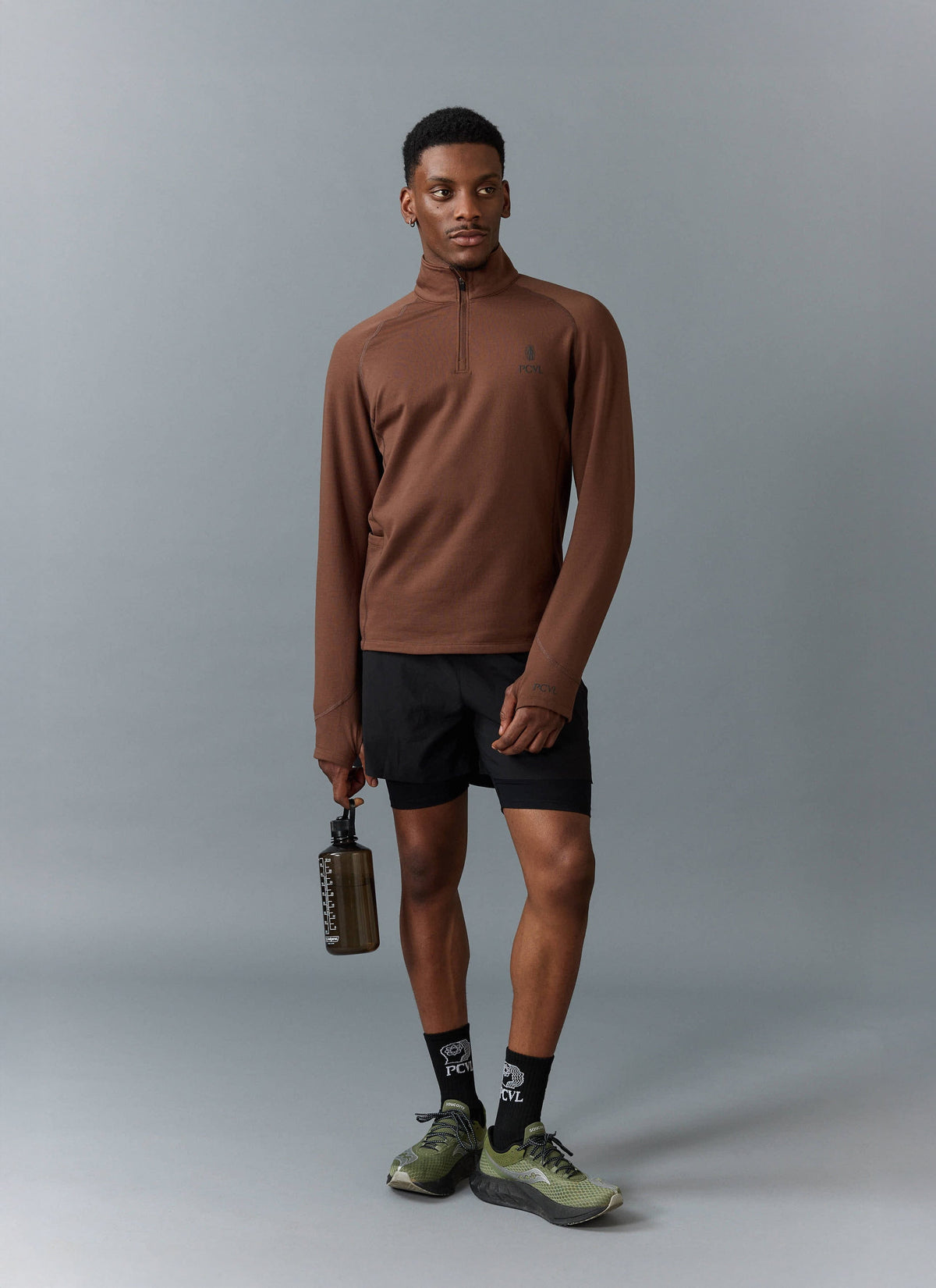 Men's Base Layer Quarter Zip Jacket - Rust | Percival Exclusive