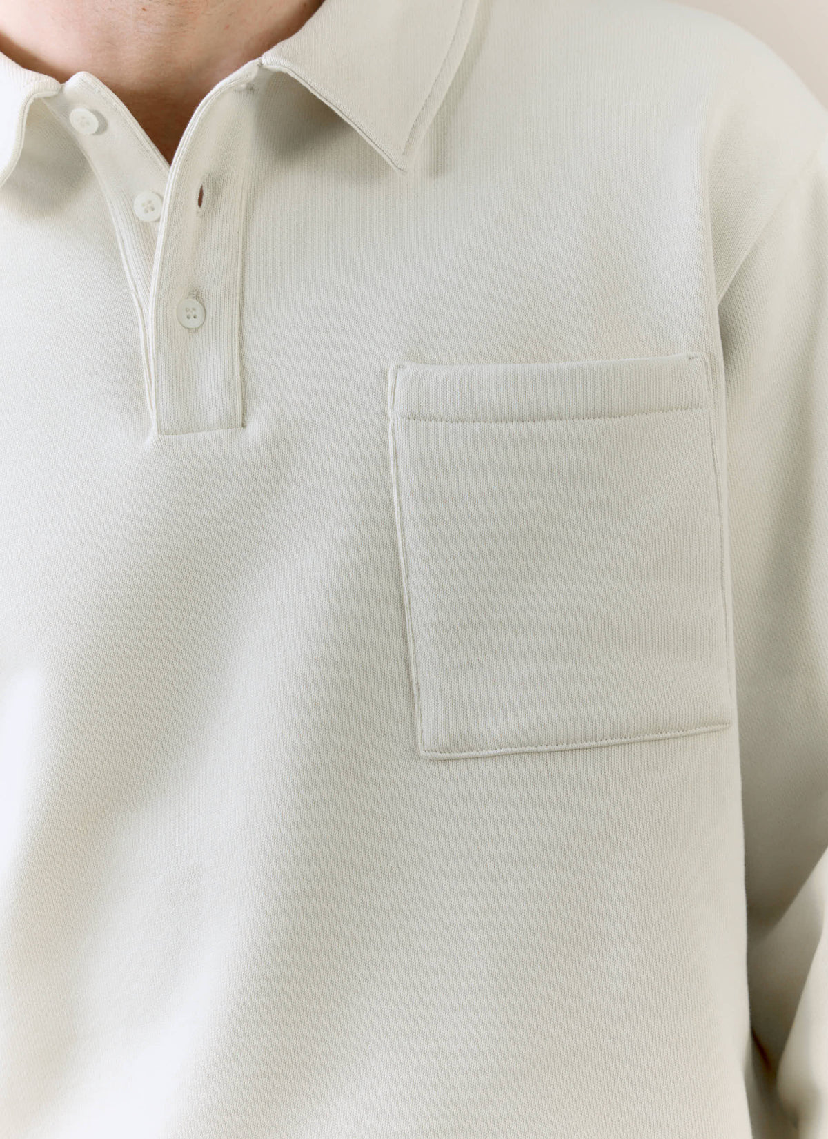 Men's Boxy Polo Sweatshirt - Cotton - Cream | Percival New