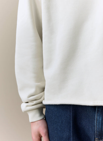 Men's Boxy Polo Sweatshirt - Cotton - Cream | Percival New