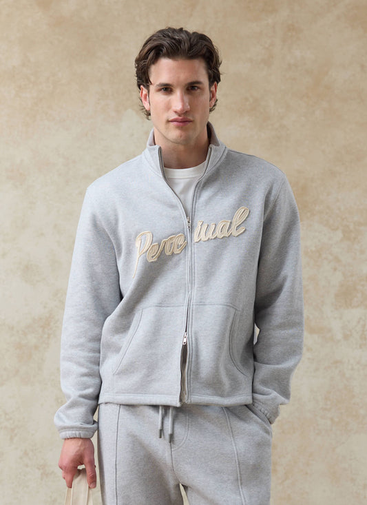 Men's Curtis Funnel Neck Zip Jumper - Cotton - Grey | Percival Exclusive